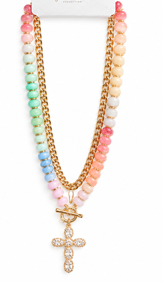 Colors of Grace Layered Cross Necklace