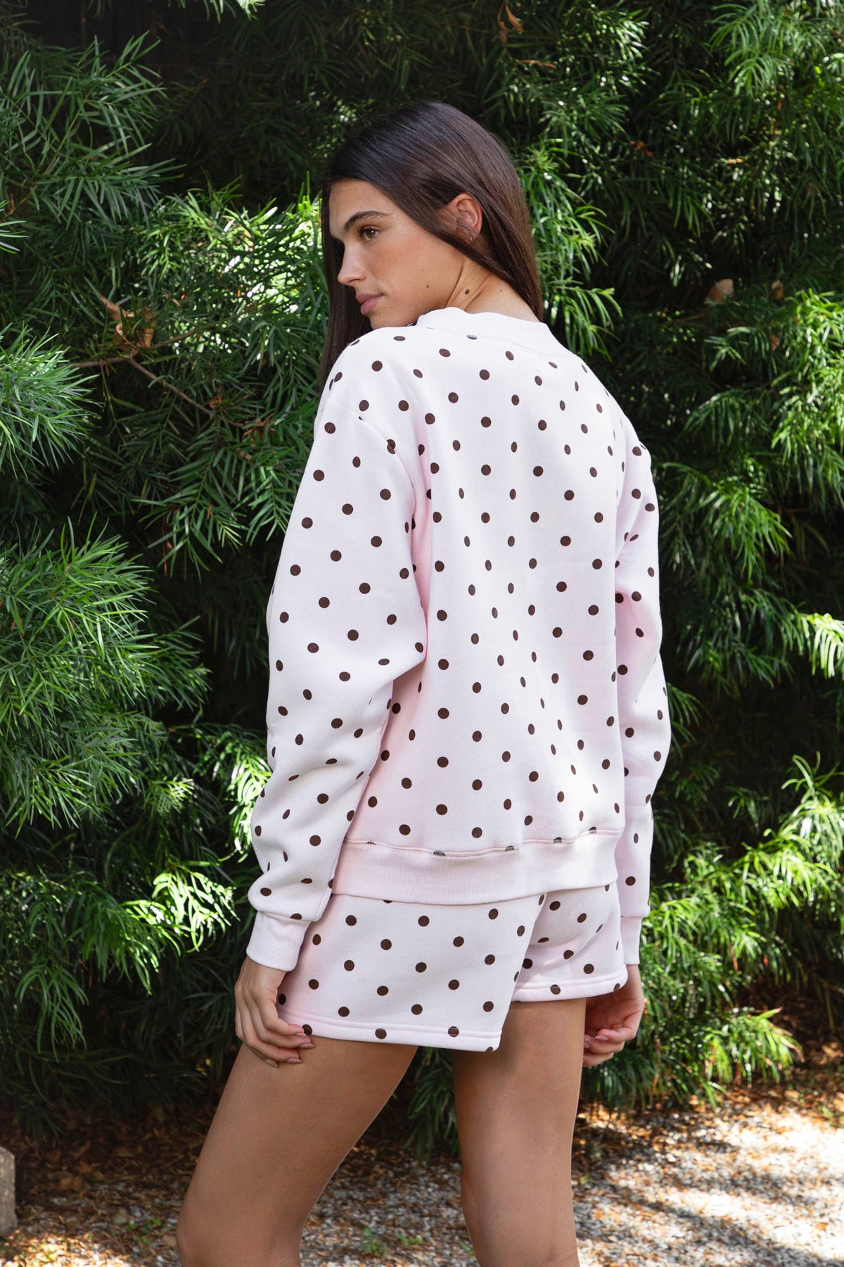 PIPPA Polka Dot Plush Fleece Mock Neck Sweatshirt: WHITE BLACK / 3 SMALL • 2 MEDIUM • 1 LARGE