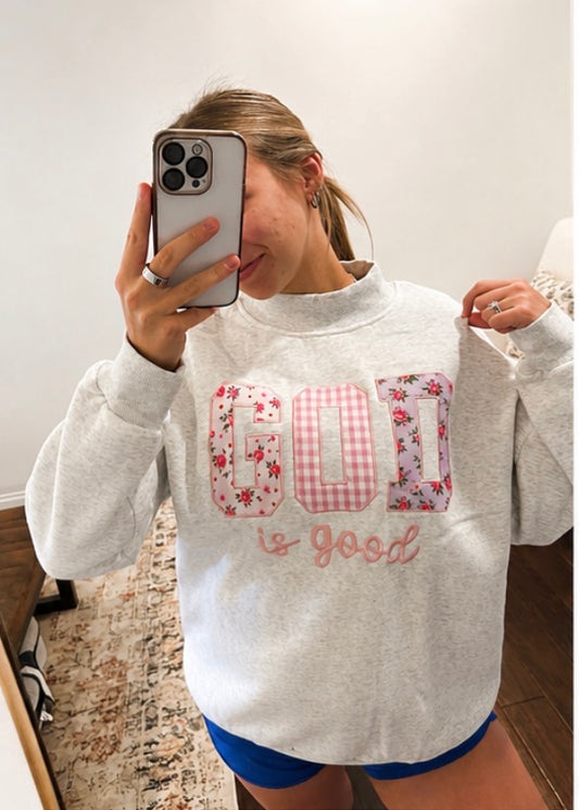God is Good Floral Mock Neck