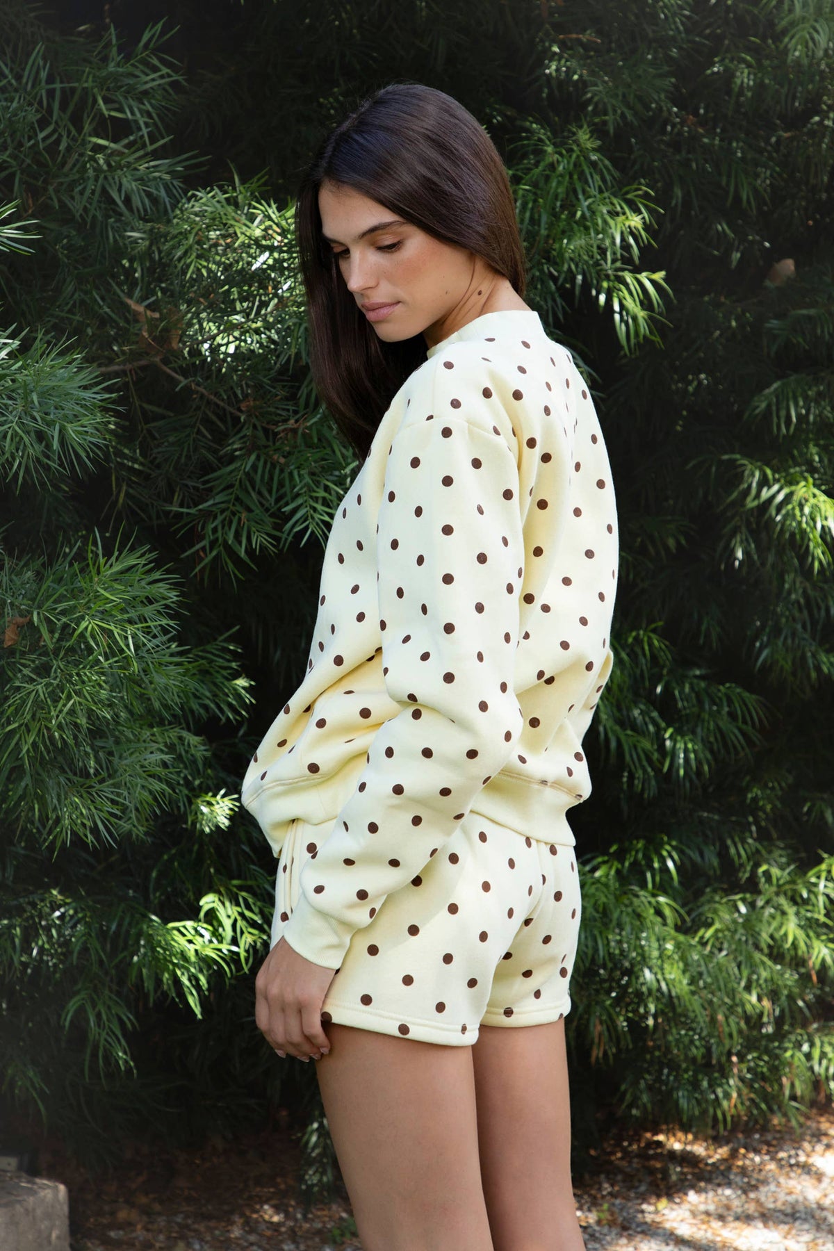 PIPPA Polka Dot Plush Fleece Mock Neck Sweatshirt: WHITE BLACK / 3 SMALL • 2 MEDIUM • 1 LARGE