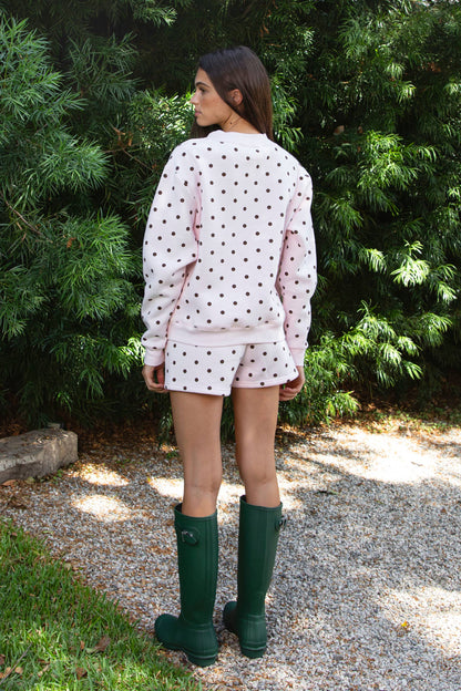 PIPPA Polka Dot Plush Fleece Shorts: WHITE BLACK / 3 SMALL • 2 MEDIUM • 1 LARGE