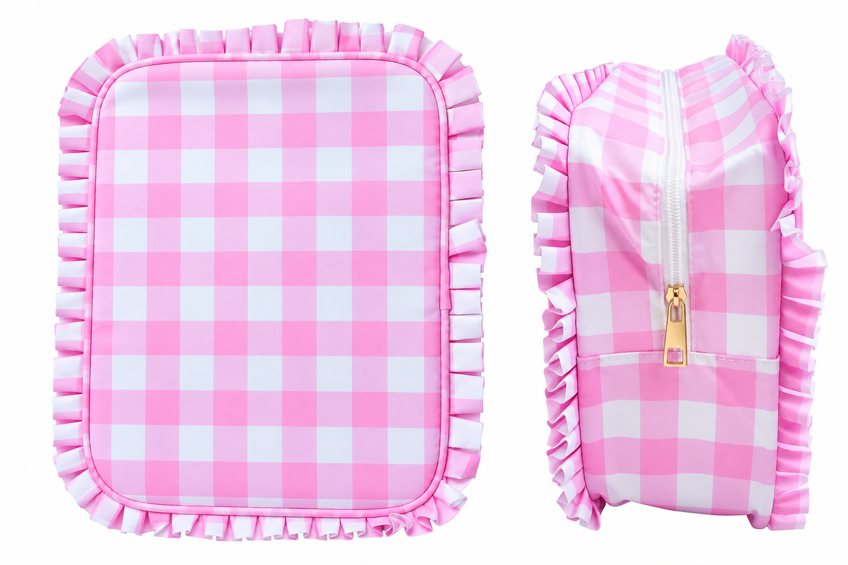 Pretty in Pink Ruffle Cosmetic Bag