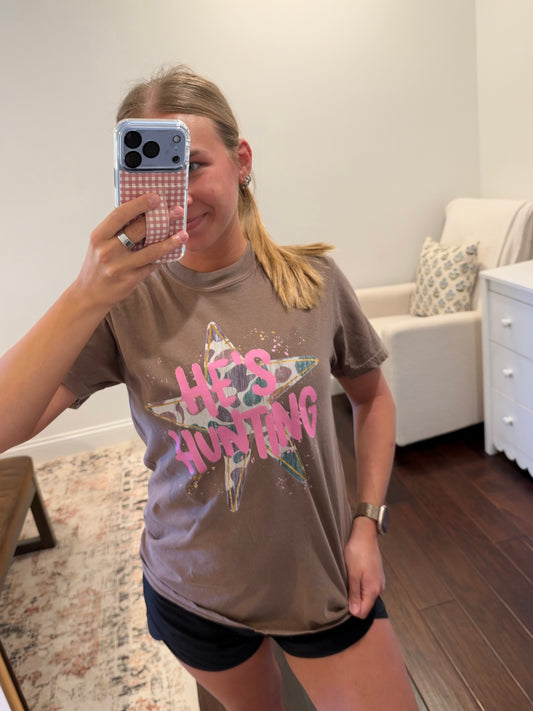 He's Hunting Camo Star Shirt